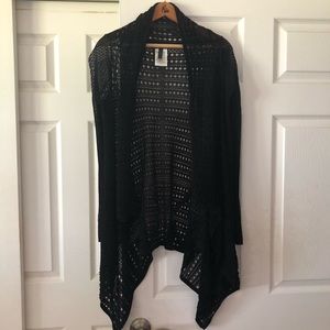 BCBGMaxazria Black Waterfall Cardigan Sweater